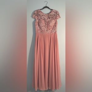 JJ House Light Pink Lace floor length Dress